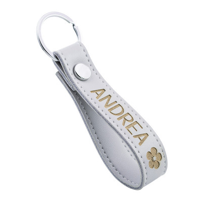 Llavero Personalizado con Correa de Piel Auténtica