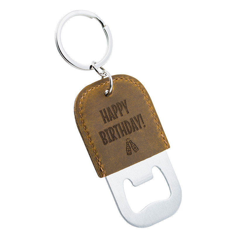 Llavero Abrebotellas Personalizado de Piel Auténtica