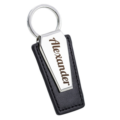 Llavero Personalizado de Piel con Placa Metálica