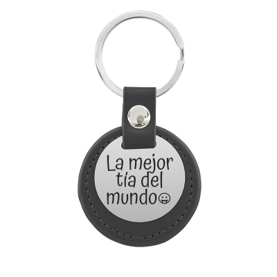 Llavero Personalizado con Círculo Grabado y Cuero