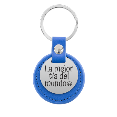 Llavero Personalizado con Círculo Grabado y Cuero
