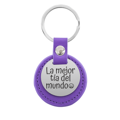 Llavero Personalizado con Círculo Grabado y Cuero