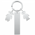 Llavero Personalizado en Forma de Rectángulo Grabado con Charms de Niña y Niño