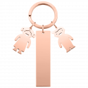 Llavero Personalizado en Forma de Rectángulo Grabado con Charms de Niña y Niño