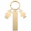 Llavero Personalizado en Forma de Rectángulo Grabado con Charms de Niña y Niño