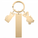 Llavero Personalizado en Forma de Rectángulo Grabado con Charms de Perro y Gato