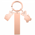 Llavero Personalizado en Forma de Rectángulo Grabado con Charms de Perro y Gato