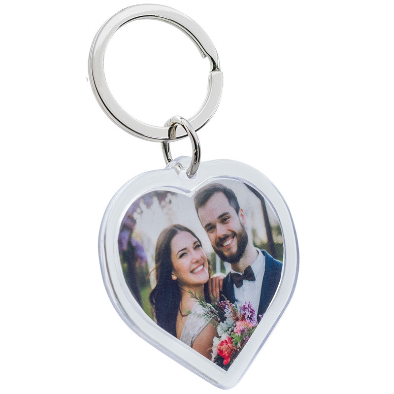 Llavero Acrílico Personalizado con Foto en Forma de Corazón