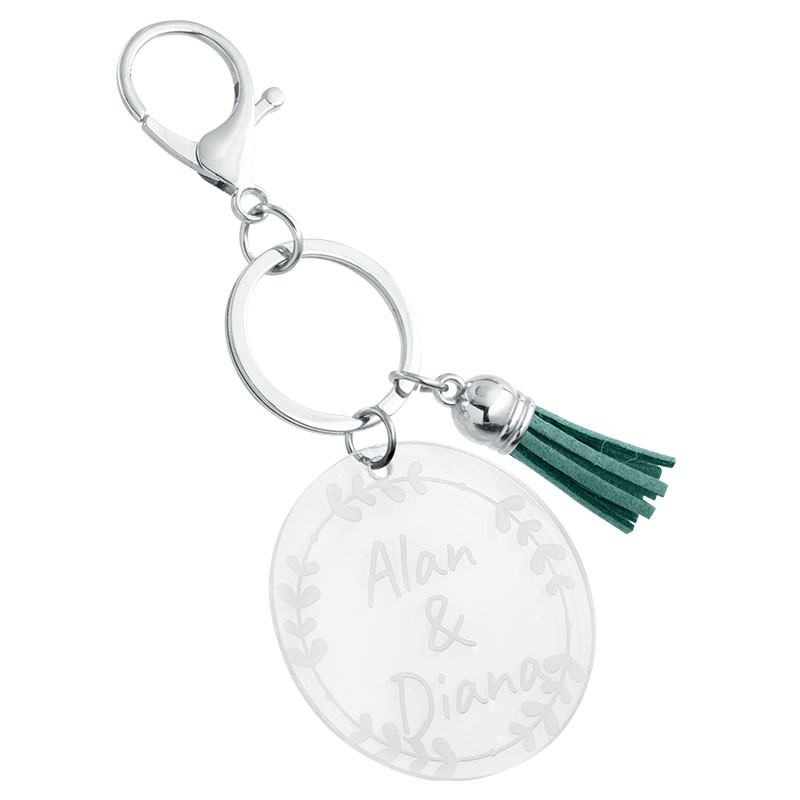 Llavero Acrílico Personalizado con Borla de Diseño Elegante