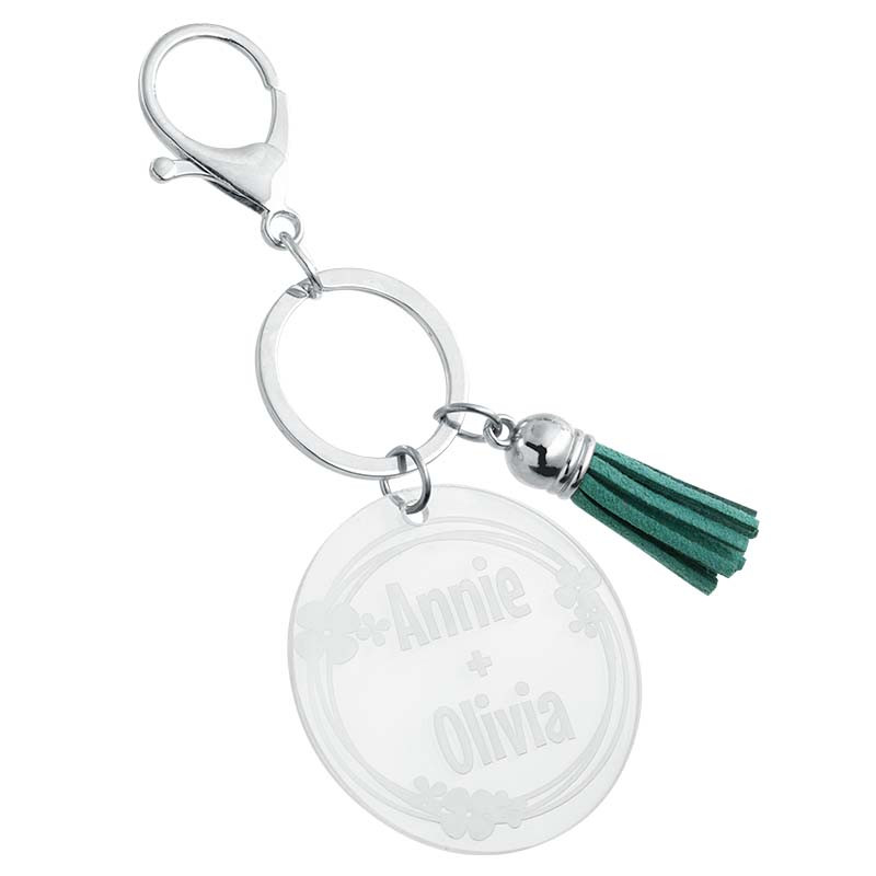 Llavero Acrílico Personalizado con Borla de Diseño Ornamental