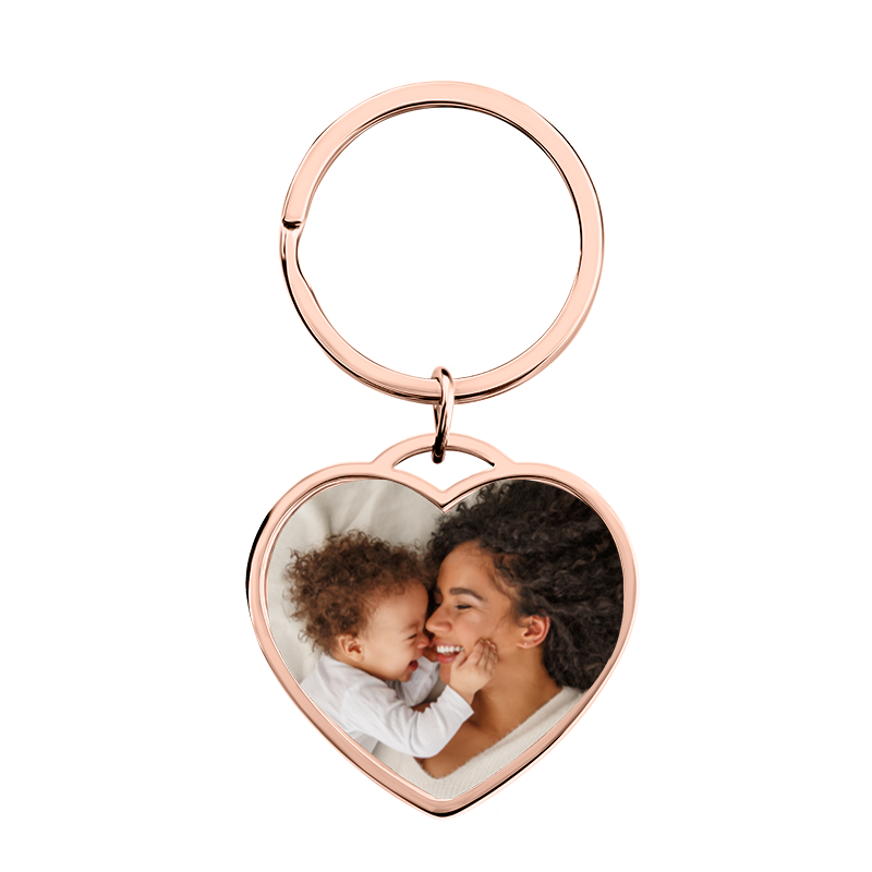 Llavero Personalizado de Lujo con Foto en Forma de Corazón
