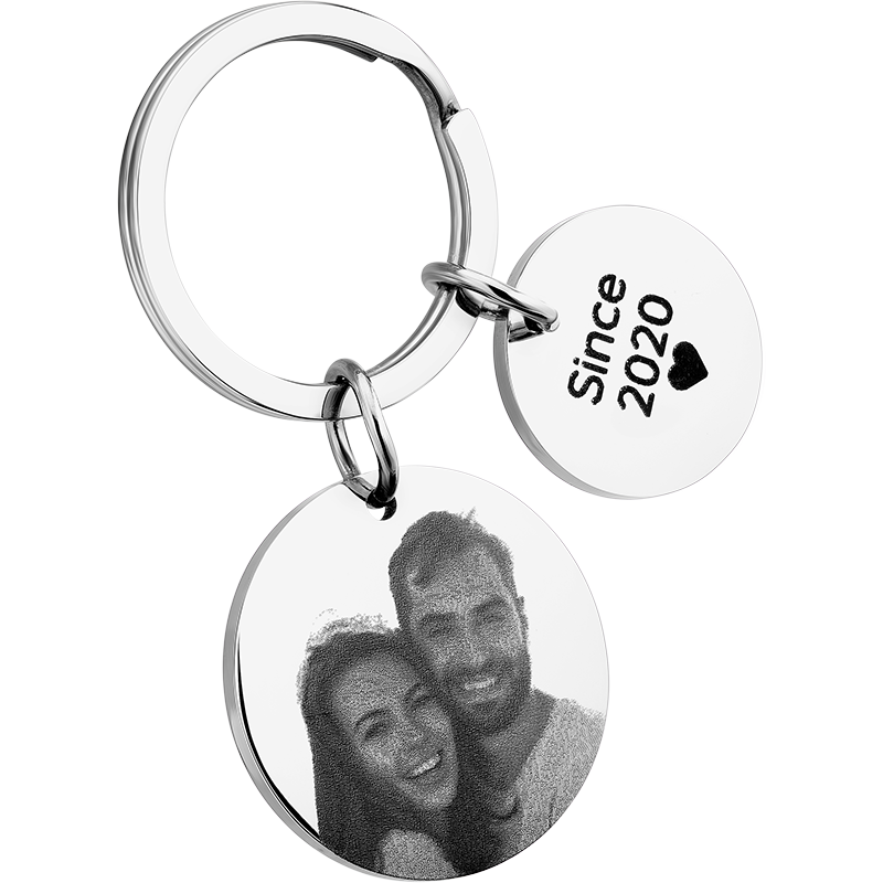 Llavero Personalizado de 2 Círculos con Foto Grabada