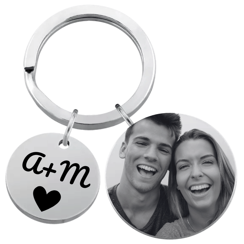 Llavero Personalizado de 2 Círculos con Foto Grabada