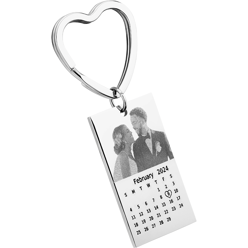 Llavero con Foto y Calendario Grabados