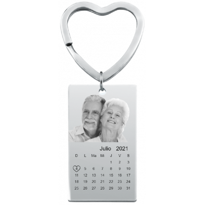 Llavero con Foto y Calendario Grabados
