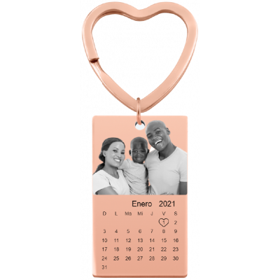 Llavero con Foto y Calendario Grabados