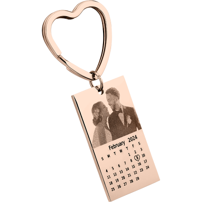 Llavero con Foto y Calendario Grabados