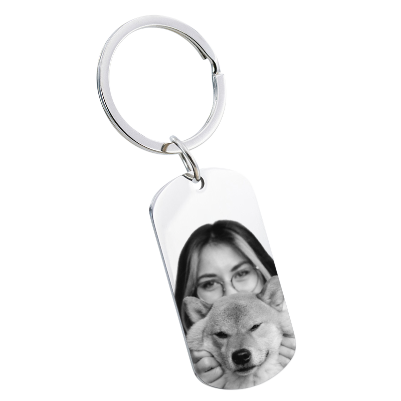 Llavero Personalizado en Forma de Placa Militar con Foto y Texto Grabados