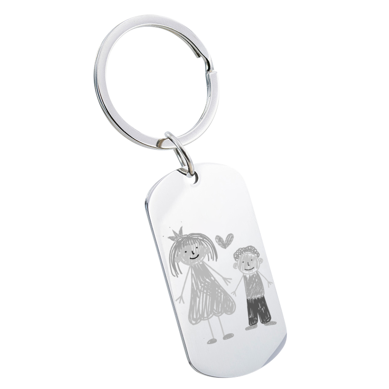 Llavero con Forma de Placa Militar Personalizado con Dibujo Grabado