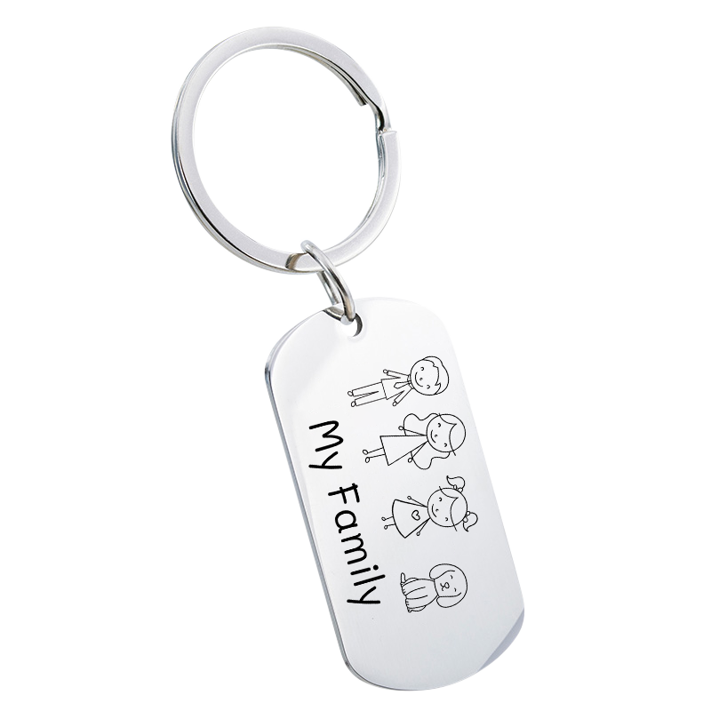 llavero con Forma de Placa Militar Personalizado con Iconos Familiares Grabados