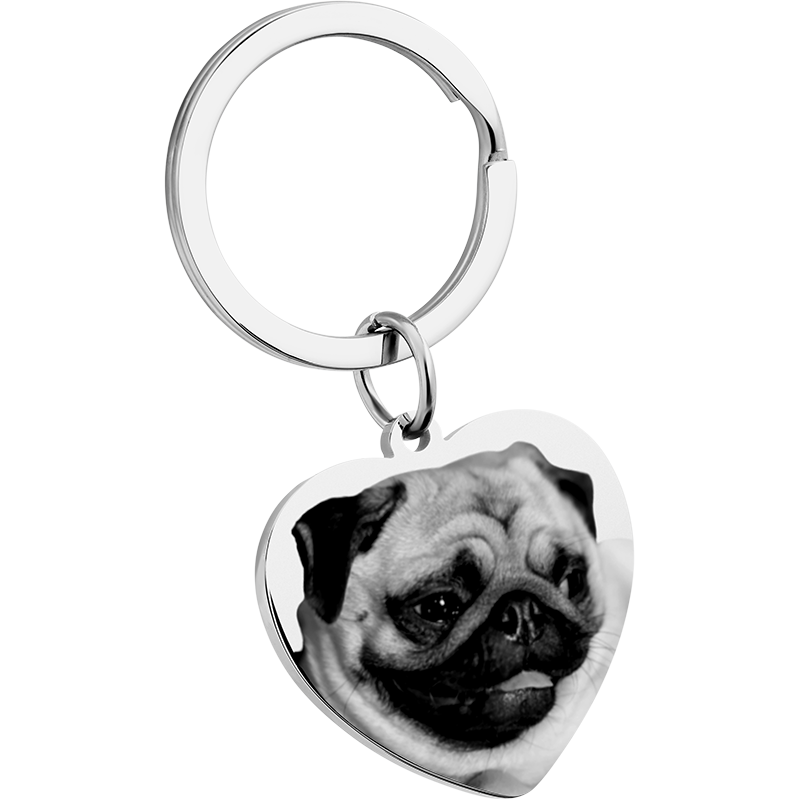 Llavero de Forma de Corazón con Foto de Perro o Gato y Texto Grabado