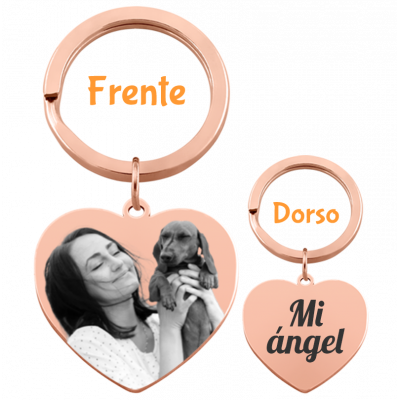 Llavero de Forma de Corazón con Foto de Perro o...