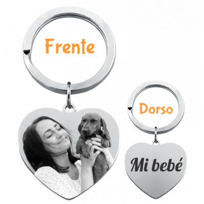 Llavero de Forma de Corazón con Foto de Perro o...