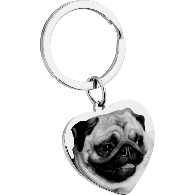 Llavero de Forma de Corazón con Foto de Perro o...