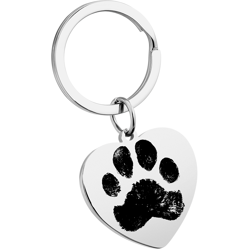Llavero Personalizado en Forma de Corazón con Texto Grabado y Pata