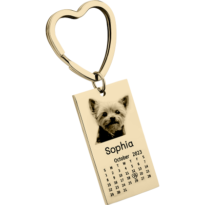 Llavero Grabado con Foto de Perro o Gato, Texto...