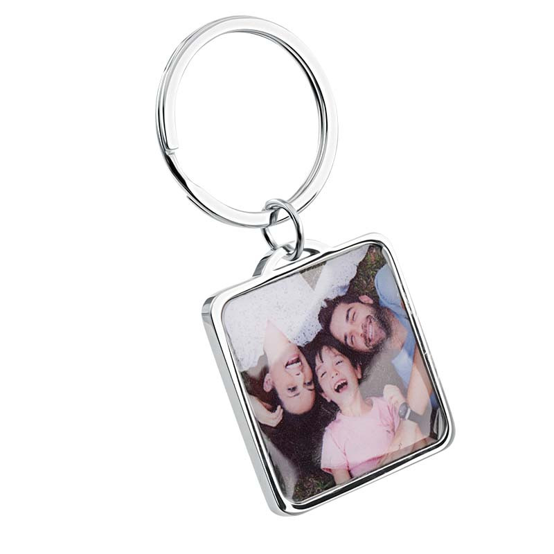 Llavero Lujoso Personalizado en Forma de Cuadrado con Foto de Perro o Gato