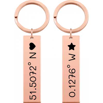2 llaveros Personalizados con Coordenadas Grabadas