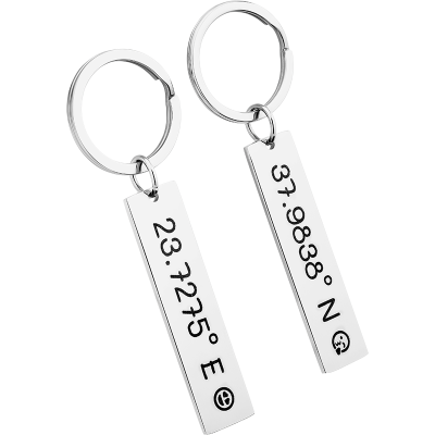2 llaveros Personalizados con Coordenadas Grabadas