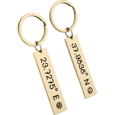 2 llaveros Personalizados con Coordenadas Grabadas