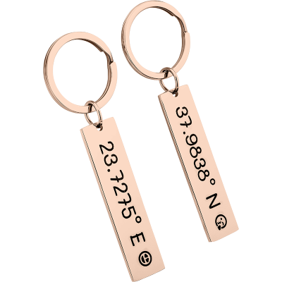 2 llaveros Personalizados con Coordenadas Grabadas
