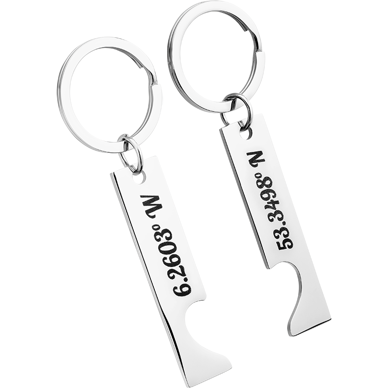 Llaveros Personalizados con Forma de Corazón con Coordenadas Grabadas