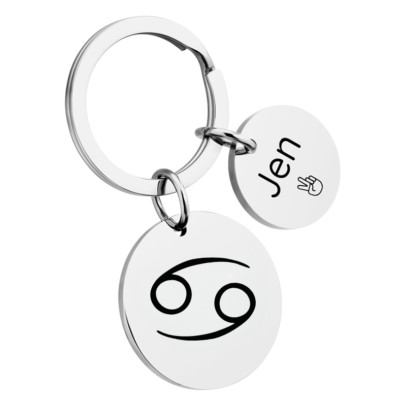 Llavero con Forma de Círculo Personalizado con Signo del Zodiaco