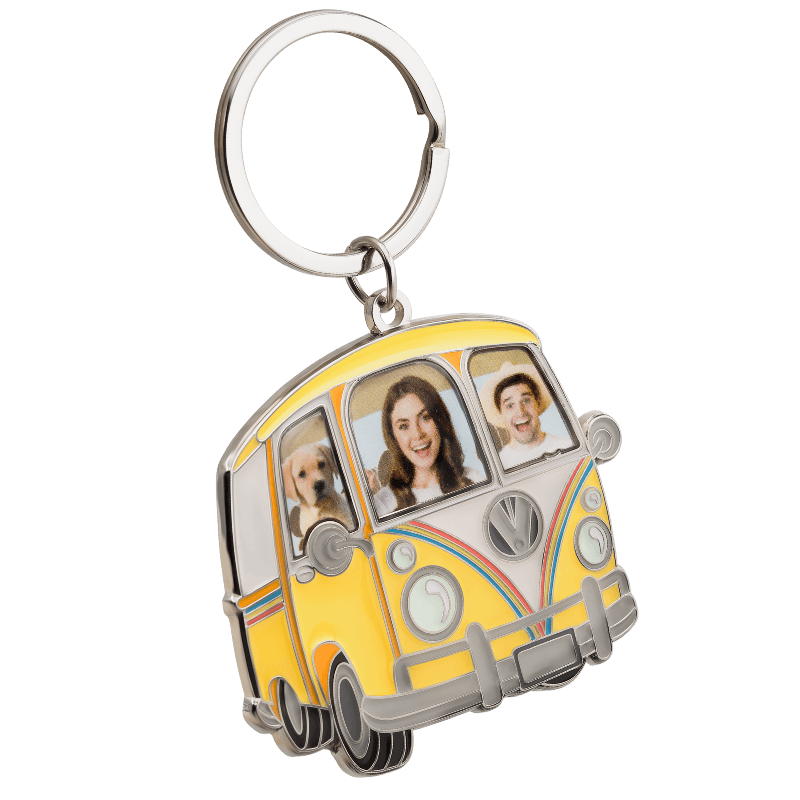 Llavero Retro con Forma de Autocaravana con Caras Personalizadas