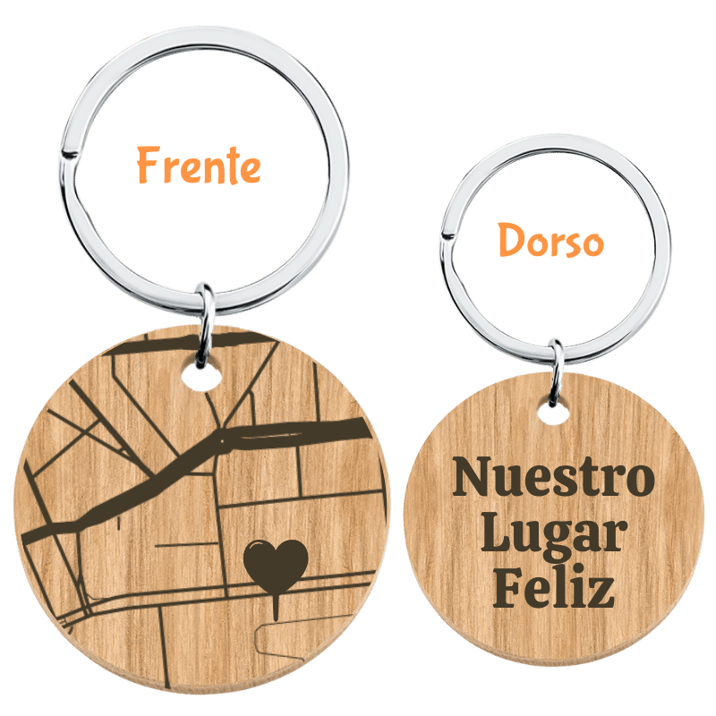 Llavero de Madera Personalizado con Mapa Geo