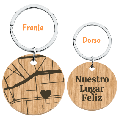 Llavero de Madera Personalizado con Mapa Geo