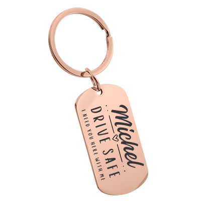 Llavero grabado personalizado con el mensaje...