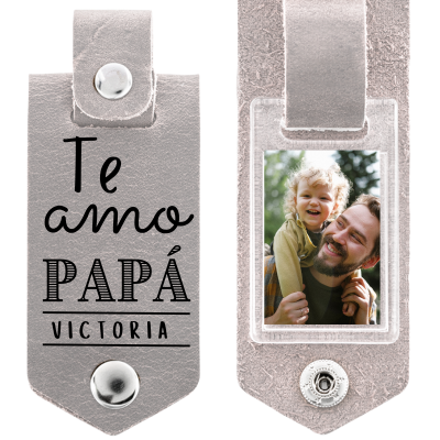 Llavero de cuero Grabado para Papá, con foto y... Llavero de cuero Grabado para Papá, con foto y...